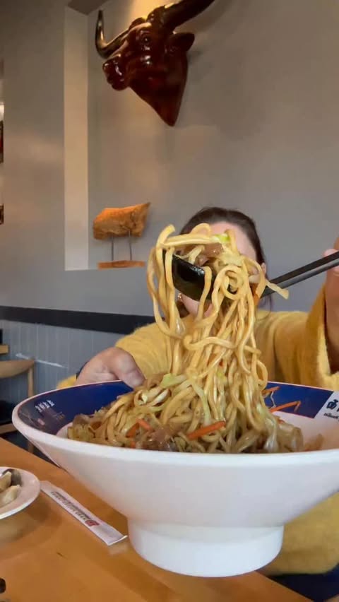 Instagram post by an influencer for Bestfood Bay Area. Caption reads: 🍜 Watching fresh noodles being hand-pulled like....