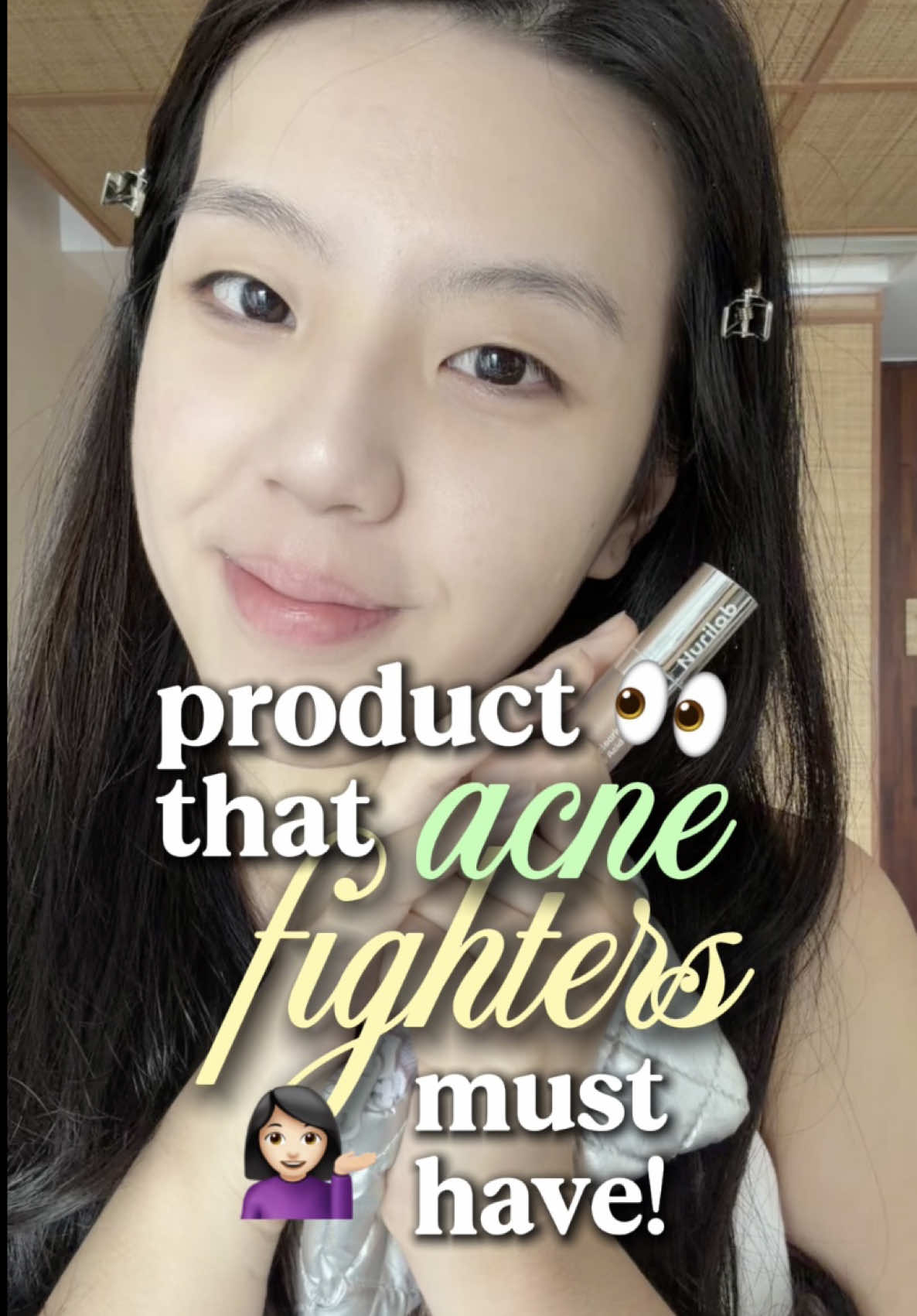 TikTok post by @clarissacmty for Nurilab.id. Caption reads: [...] #CoverToRecover #ObatTotolJerawat....