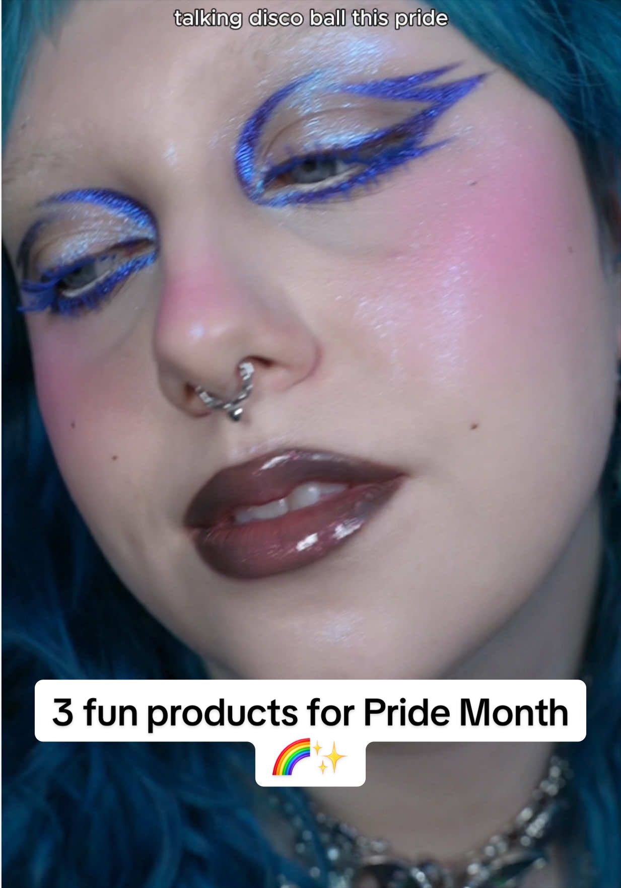 TikTok post by @pippabarnes for Kaleidos Makeup. Caption reads: ad 3 fun @Kaleidos Makeup products you need for....