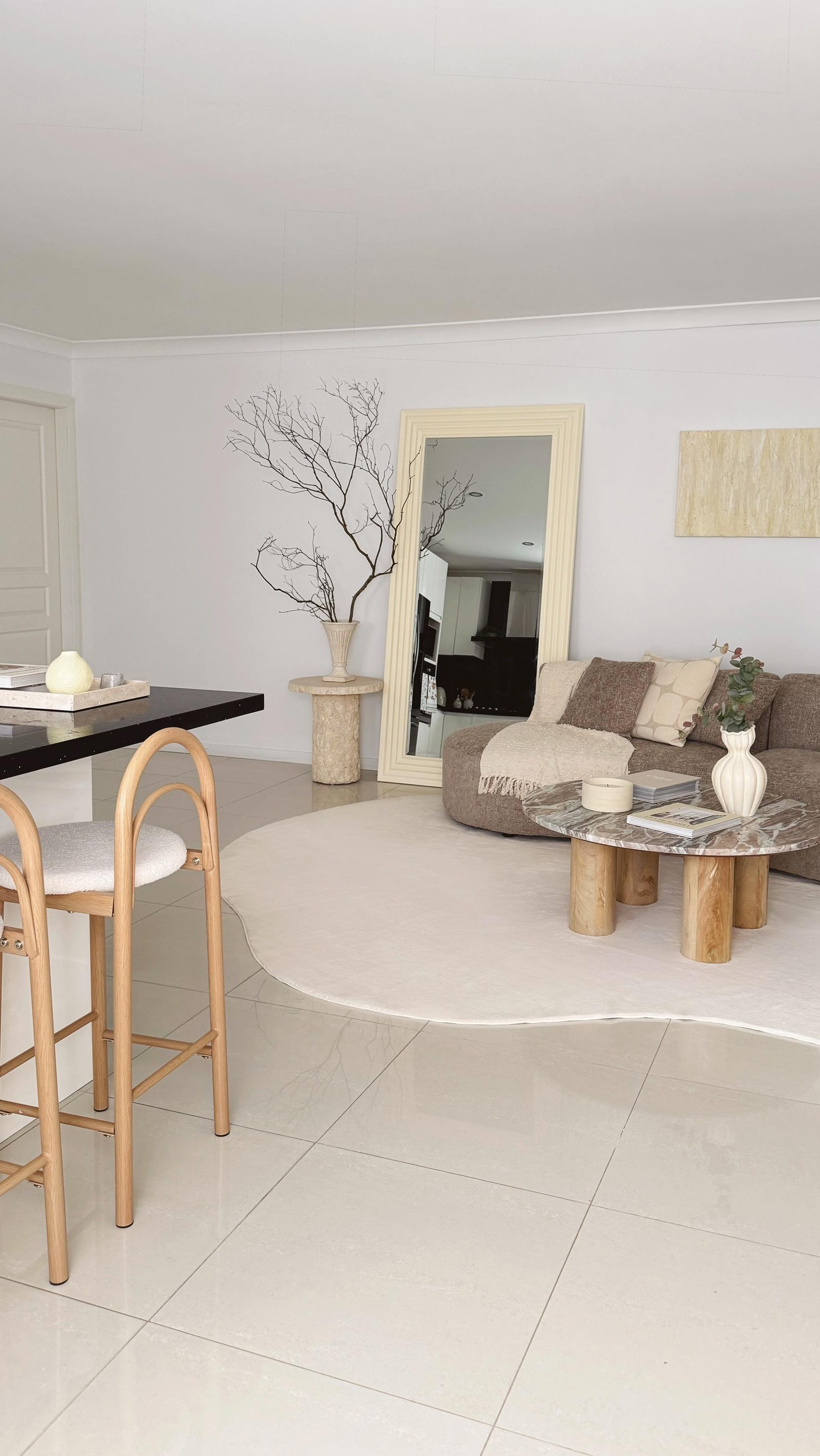 Instagram post by @kishama for Miss Amara. Caption reads: absolutely in love with my @missamaraloves rug....