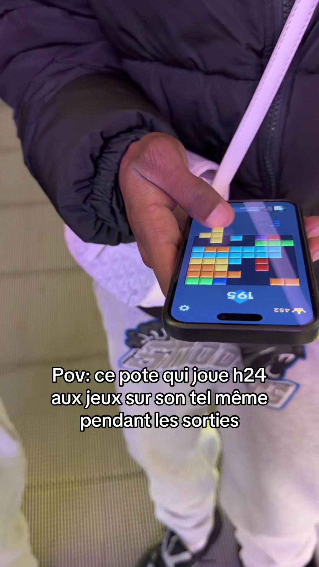 TikTok post by @dmr1.4 for Block Blast. Caption reads: #pourtoi #pov #pourtoiii #blockblast #jeux @Block....