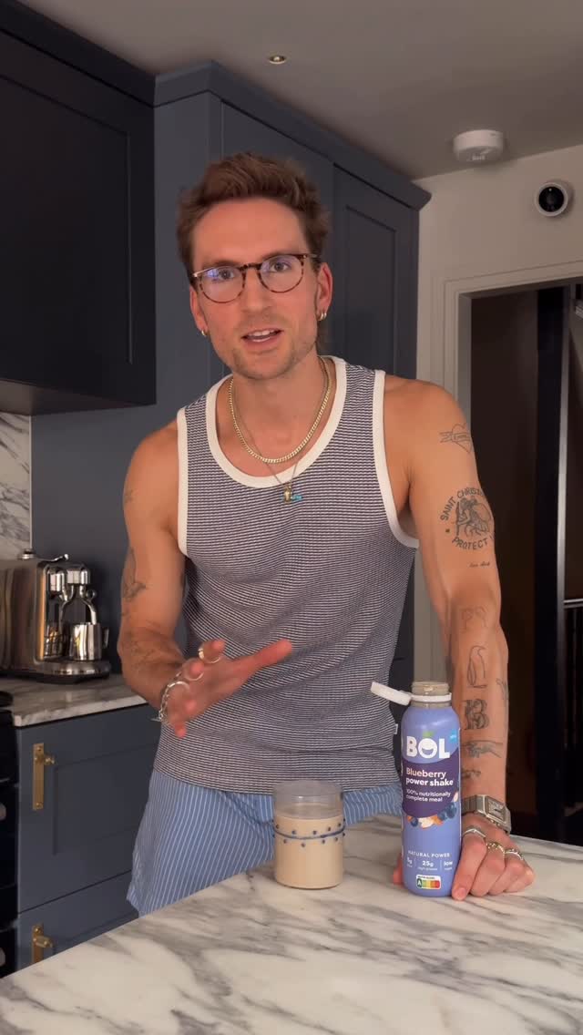 Instagram post by @proudlock for BOL Foods. Caption reads: Brand new blueberry power shake drop - my fav....