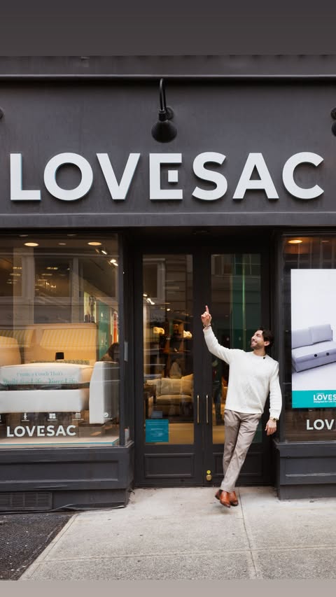 Instagram post by @jason_tartick for Lovesac. Caption reads: I teamed up with @lovesac to dig into how people....
