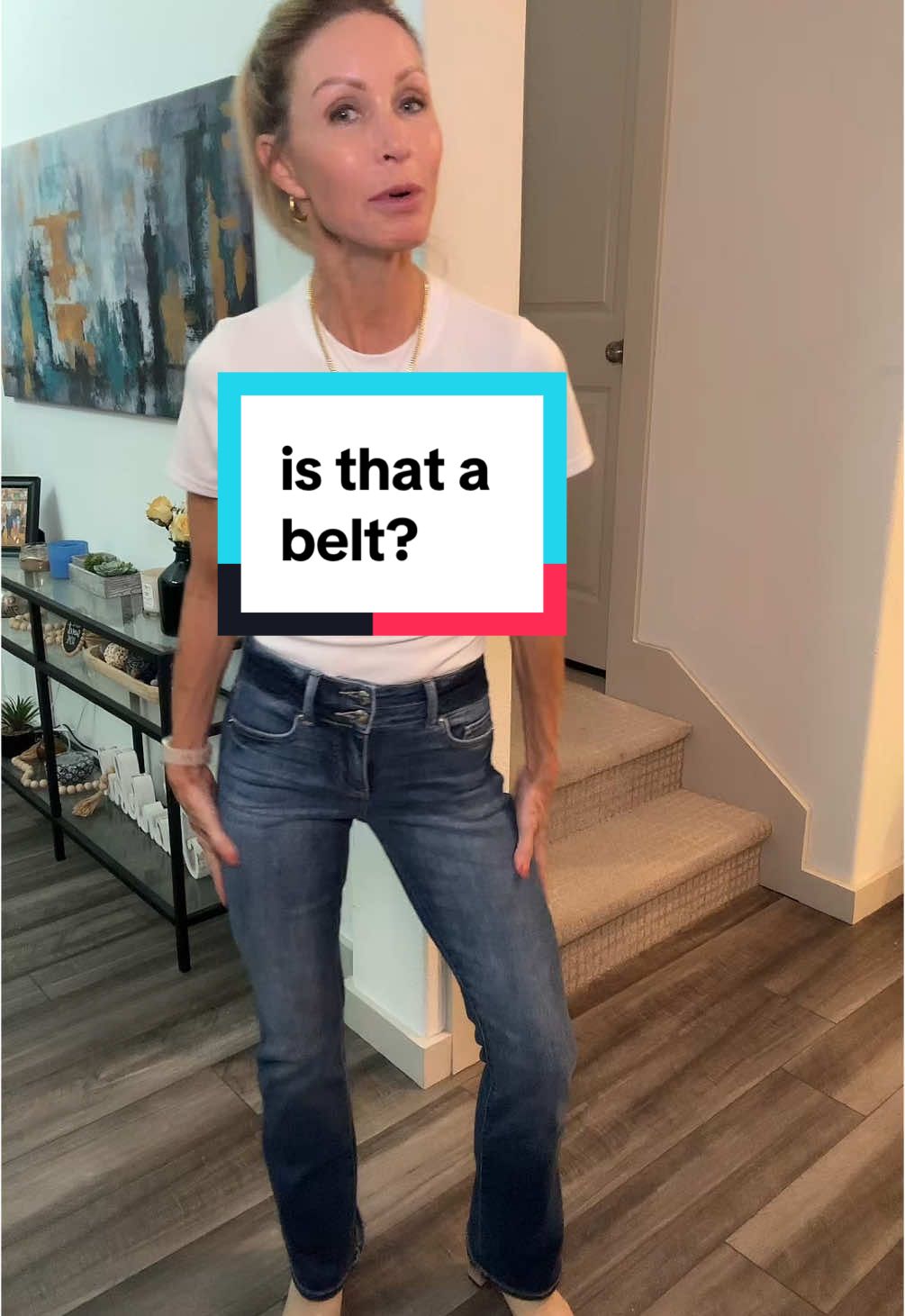 TikTok post by @choosejoy70 for Freckled Poppy. Caption reads: The double button midrise bootcut jean! @Freckled....