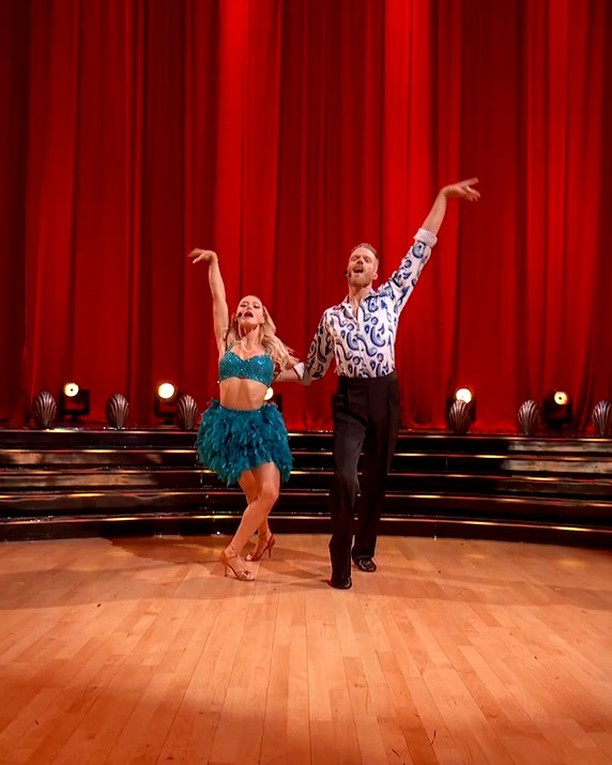 Instagram post by @ryleearnold1 for Disney Channel. Caption reads: Scott Hoying and pro Rylee Arnold perform a Salsa....