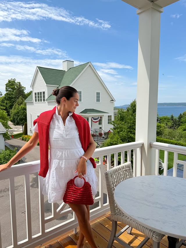 Instagram post by @isabella.valdes for J.Crew. Caption reads: officially white dress season @jcrew #jcrewpartner.
