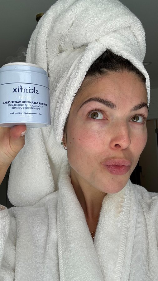 Instagram post by @rebeccalaustin for Skinfix. Caption reads: I almost called this my “secret” to glass skin,....