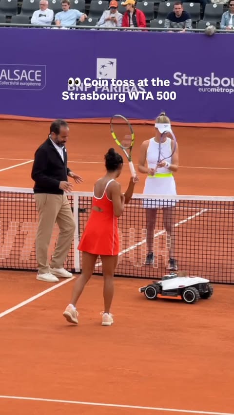 Instagram post by @wta_strasbourg for Mammotion Tech. Caption reads: [...] the coin toss. This machine is the....