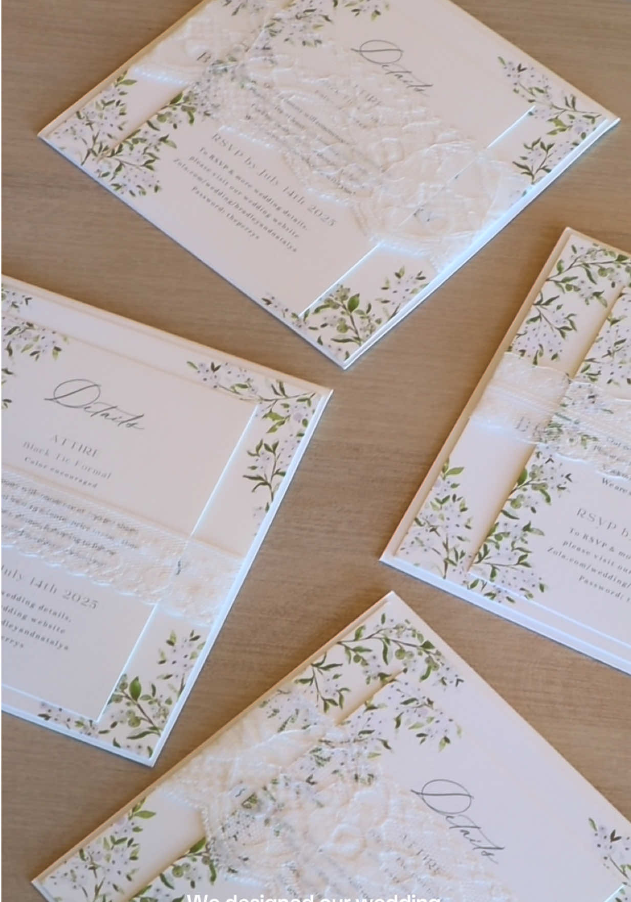 TikTok post by @natashaperry for ZOLA. Caption reads: [...] our wedding invitations we chose through....