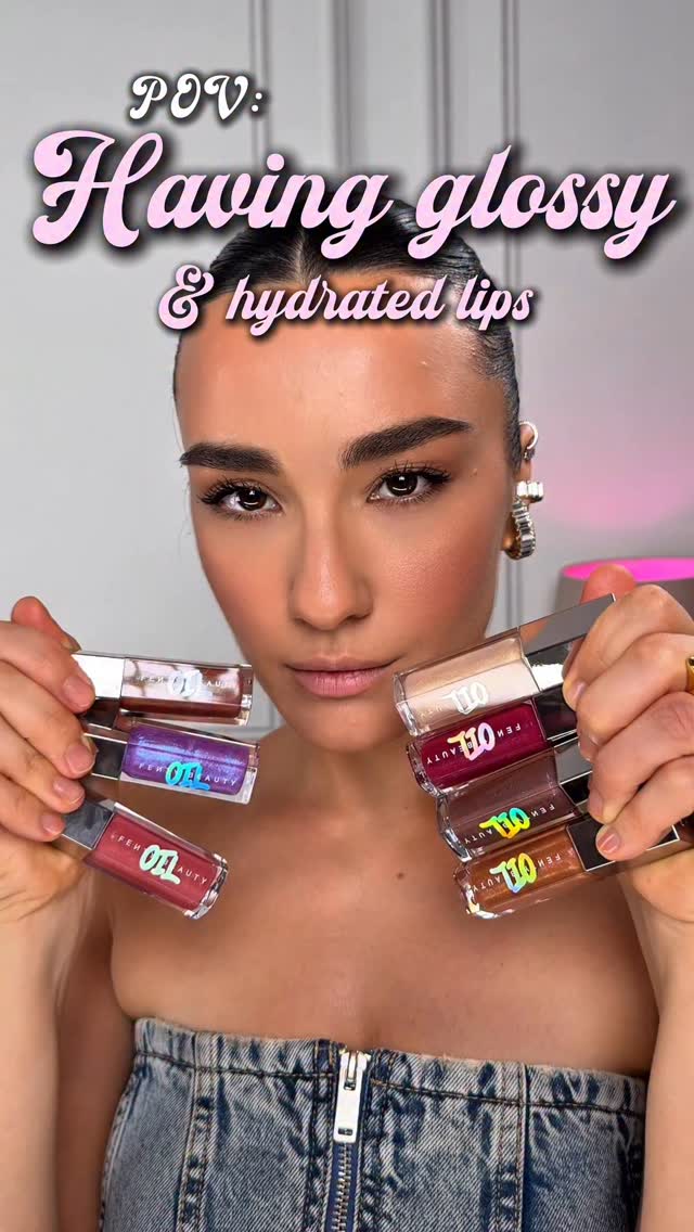 Instagram post by @anamcucuta for FENTY BEAUTY BY RIHANNA. Caption reads: NEW LIP GOODIES 💋 @fentybeauty 

Gloss Bomb Oil,....