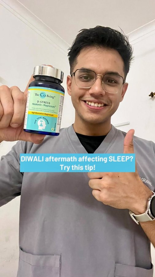 Instagram post by @dr_preyum for The Co Being. Caption reads: Late nights, endless parties, and disrupted sleep?....