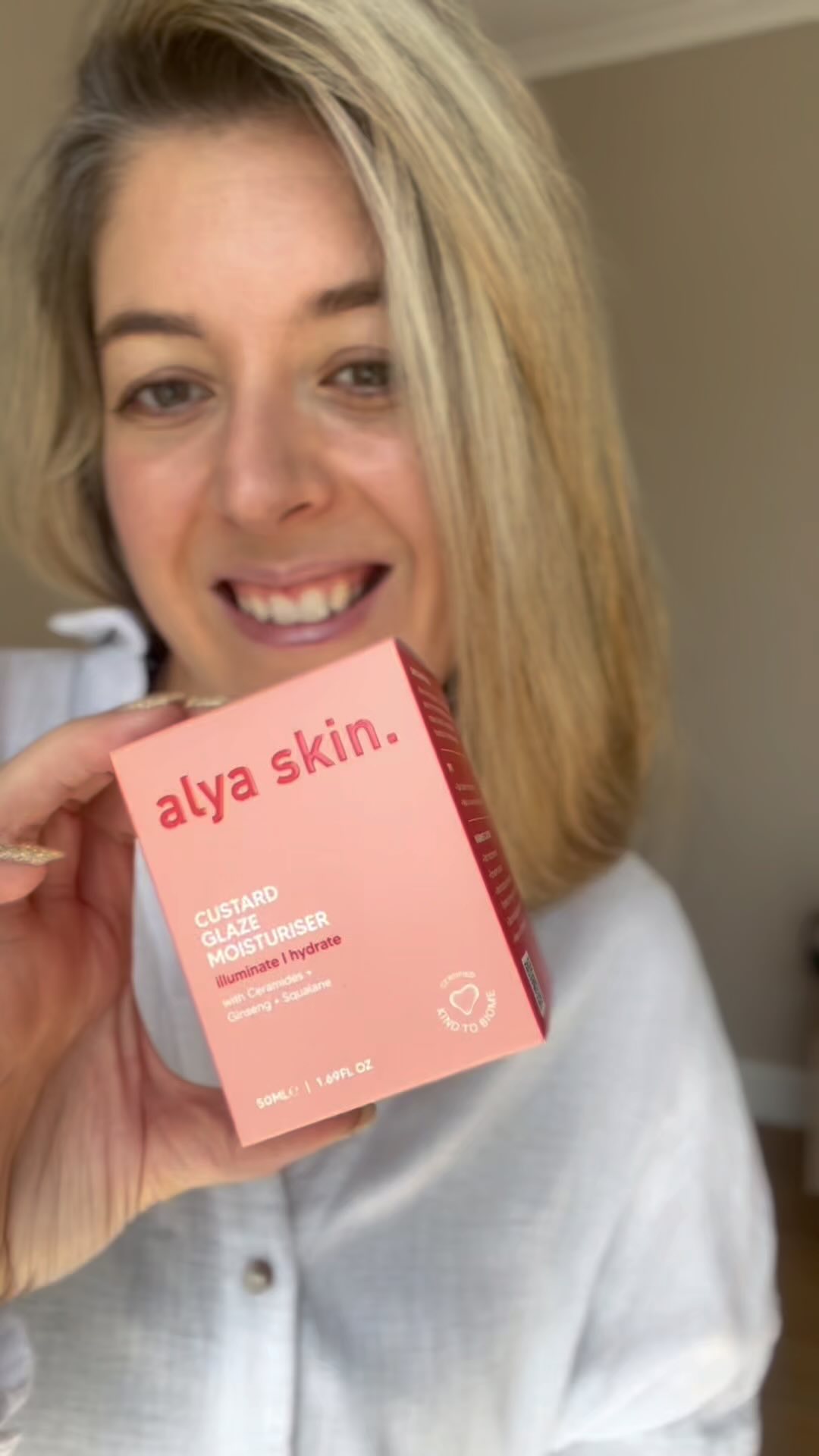 Instagram post by @thelogieshow for Alya Skin. Caption reads: Want instantly dewy, hydrated and radiant skin?....