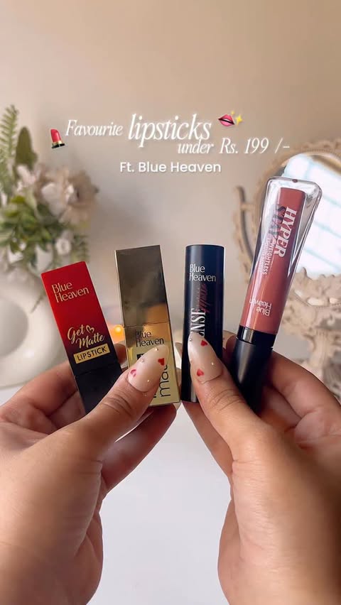 Instagram post by @dermconscious for Blue Heaven Cosmetics. Caption reads: [...] lipsticks that actually perform,....