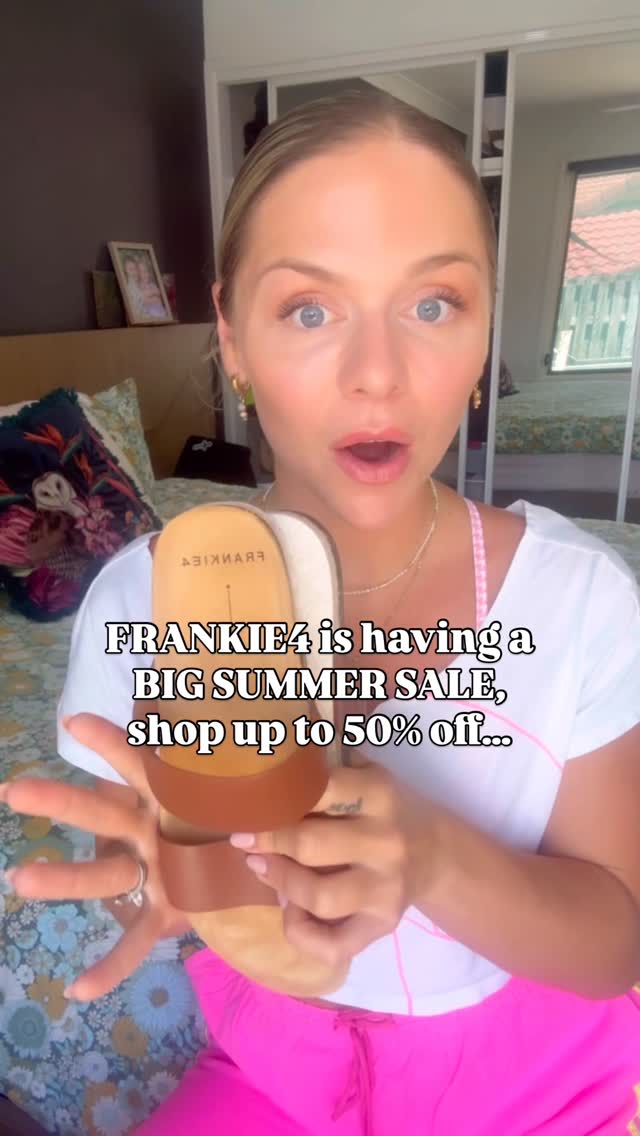 Instagram post by @tarapavlovic for FRANKIE4 footwear. Caption reads: [...] guys know I’ve been living in my....