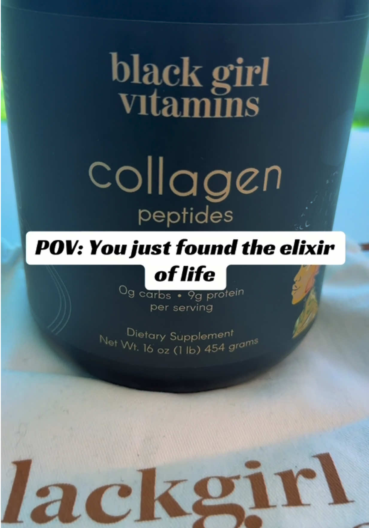 TikTok post by @tiffanysolotraveldiary for Black Girl Vitamins. Caption reads: Black girl Vitamins collagen powder. It's easy to....
