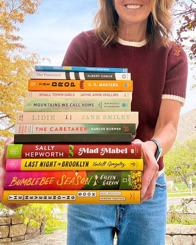 Instagram post by @suethebookie for Alfred A. Knopf. Caption reads: It’s a liftable #pubday stack this week! I’ve read....