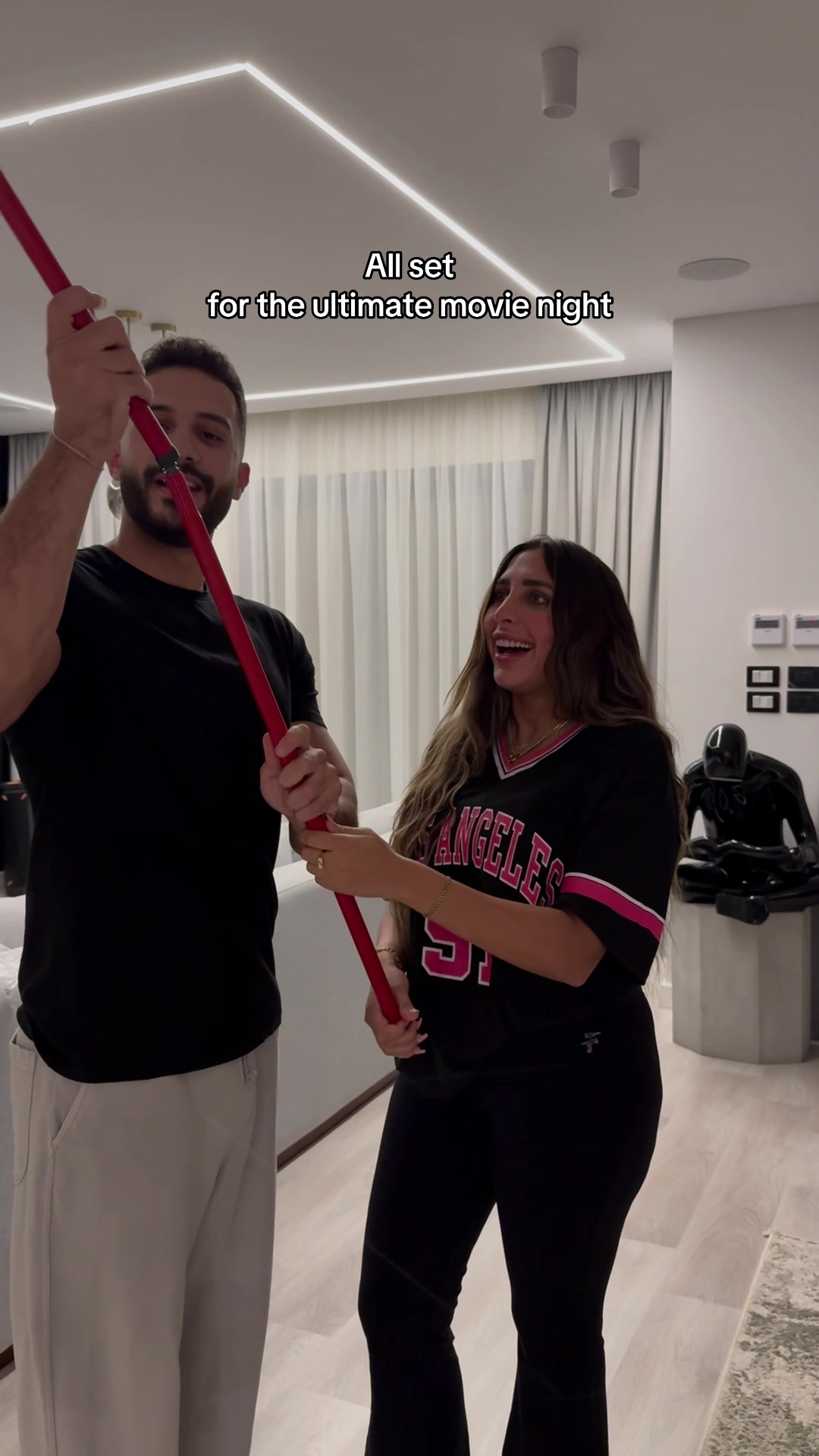 TikTok post by @mohamedfarag20 for Vileda. Caption reads: All set for the ultimate movie night 🍿🎥🎬....