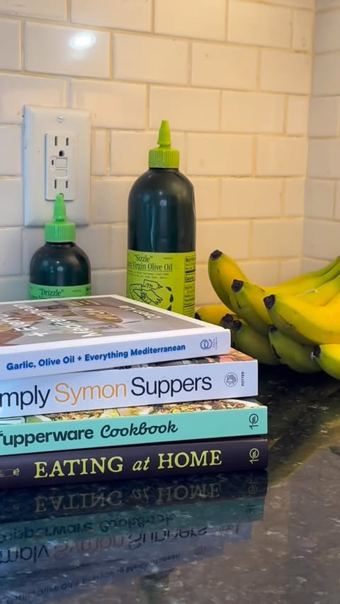 Instagram post by @bookish_and_cookish for Graza. Caption reads: [...] But no recipe is complete with @getgraza 🫒....