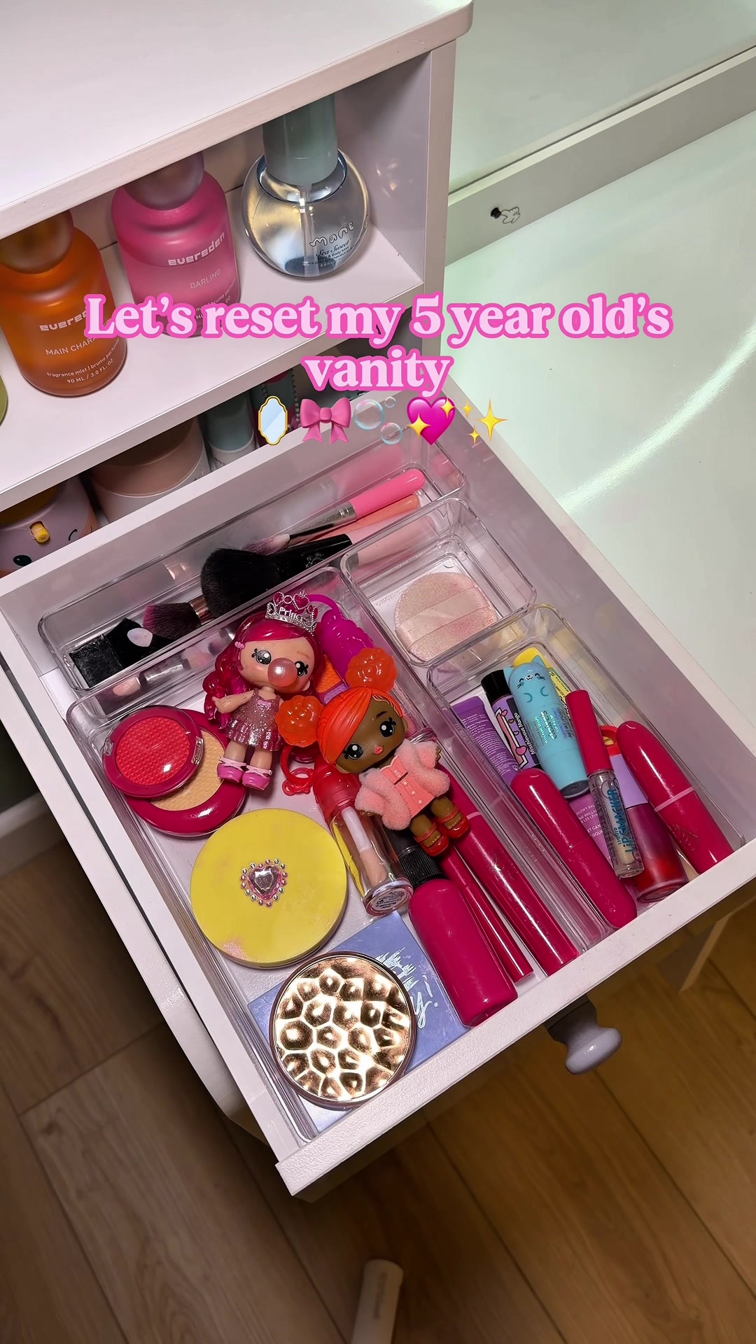 TikTok post by @reeselaa for Evereden. Caption reads: Resetting my 5 year old’s vanity with all her....