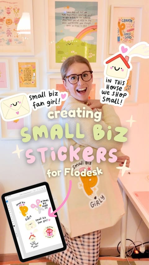Instagram post by @laurajaneillustrations for Flodesk. Caption reads: #ad #flodeskpartner ✨ Running a small business....