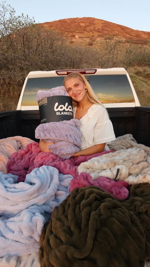Instagram post by @sarah_sweeten_ for Lola Blankets. Caption reads: @lolablankets new spring collection is [...].