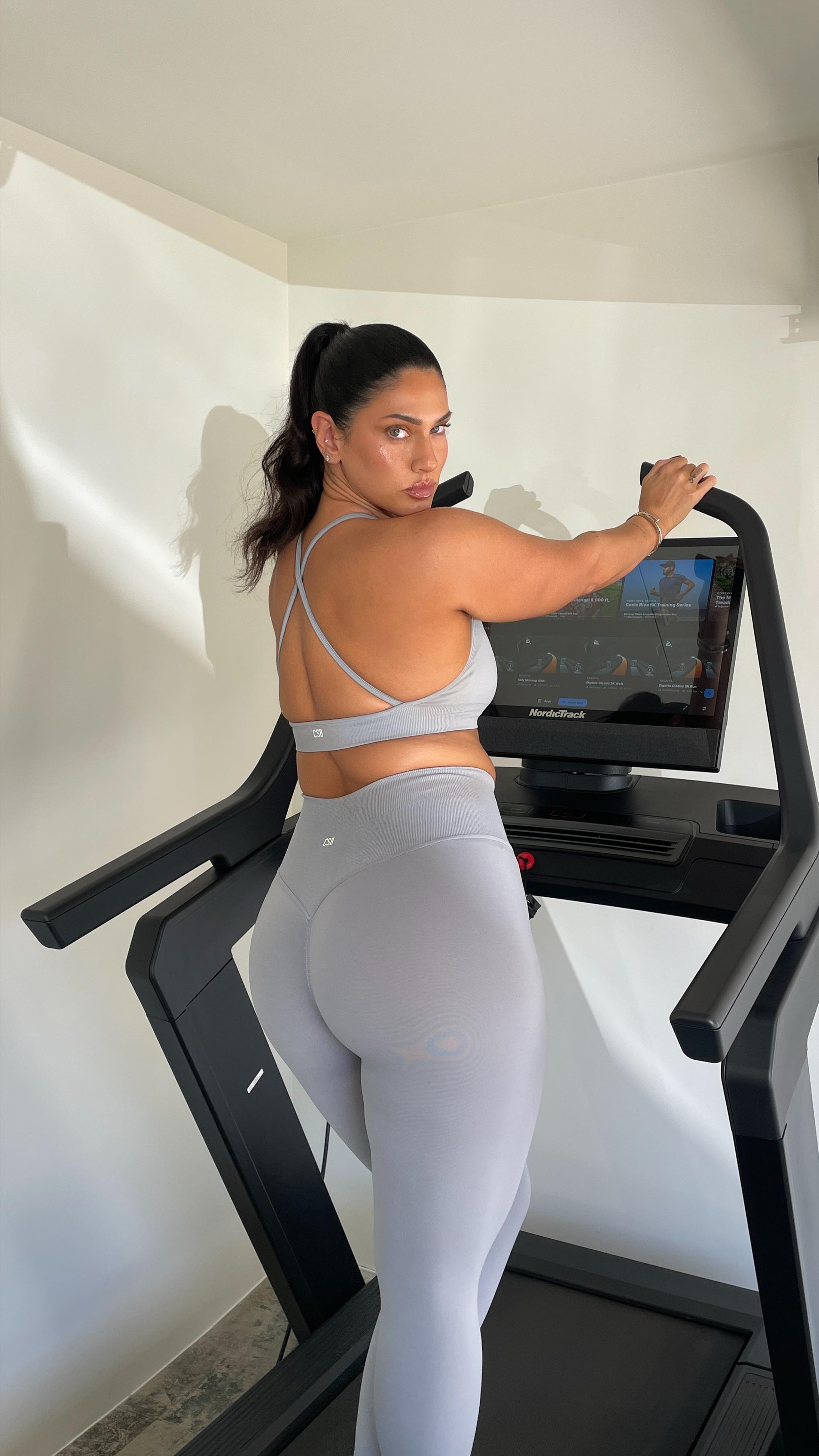 Instagram post by @lateciat for NordicTrack. Caption reads: After being away I’m easing back into my training....