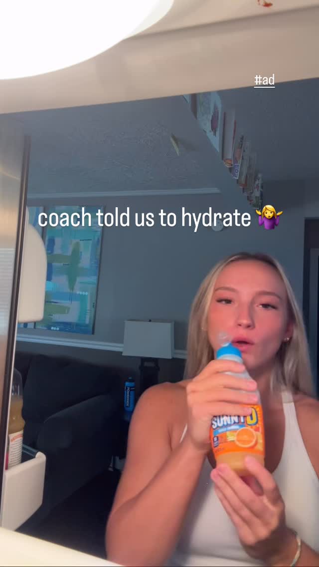 Instagram post by @grace._.fuger for SUNNYD. Caption reads: hydrating the bold way #ad #sunnyd #athlete....