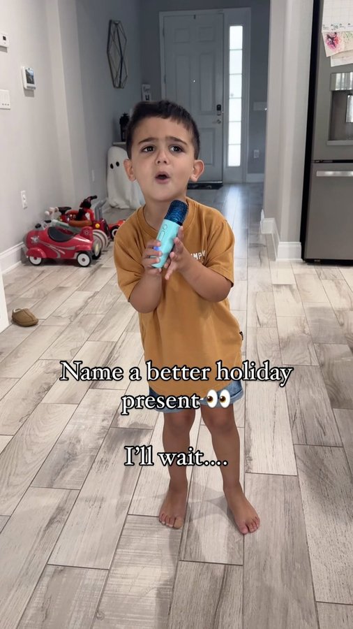 Instagram post by @survivingonchaosandcaffeine for Move2Play. Caption reads: [...] holiday! This karaoke machine from....