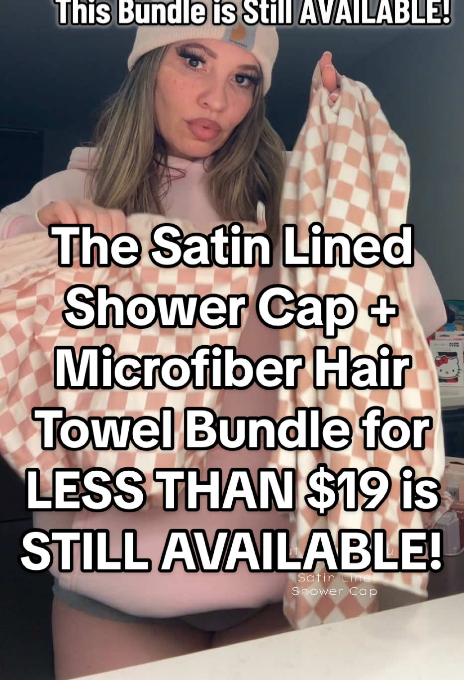 TikTok post by @oohlolo for Kitsch. Caption reads: [...] Hair Towel Wrap Bundle @Kitsch LLC....