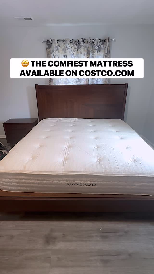Instagram post by @costcobuys for Avocado Green Mattress. Caption reads: 🤩 I’m SO excited to share my new Organic 11”....