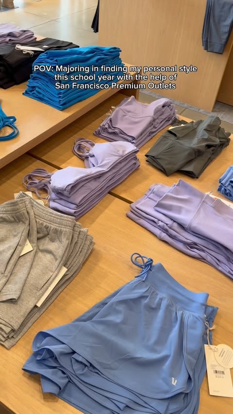 Instagram post by @sfpremiumoutlets for Premium Outlets. Caption reads: [...] my personal style at San Francisco Premium....