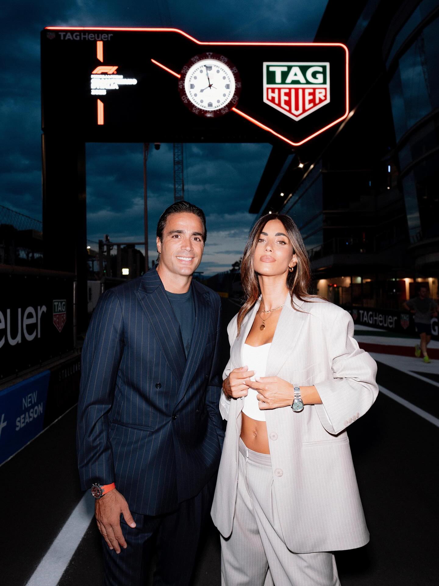 Instagram post by @alessandro_matri_32 for TAG Heuer. Caption reads: Pit stop a Monza! 🔥 Grazie @tagheuer #TAGHeuer....