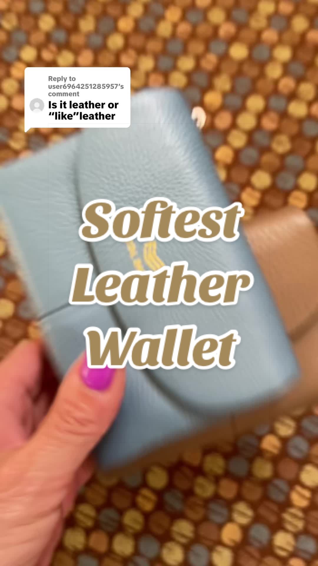 TikTok post by @mama5.finds for Royal Bagger. Caption reads: [...] #LeatherWallet #WalletForHer @ROYAL BAGGER....