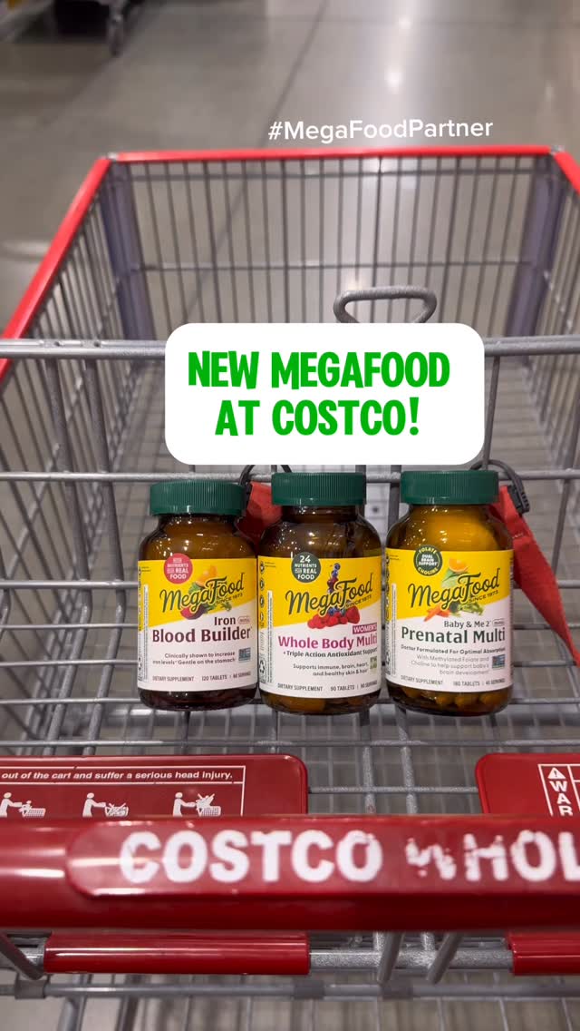 Instagram post by @costcoguide for MegaFood. Caption reads: 3 NEW @megafood  products available now at....