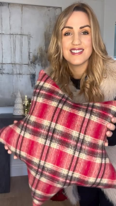 Instagram post by @erica_at_aderlia for Carraig Donn. Caption reads: Christmas console table styling with @carraig_donn....