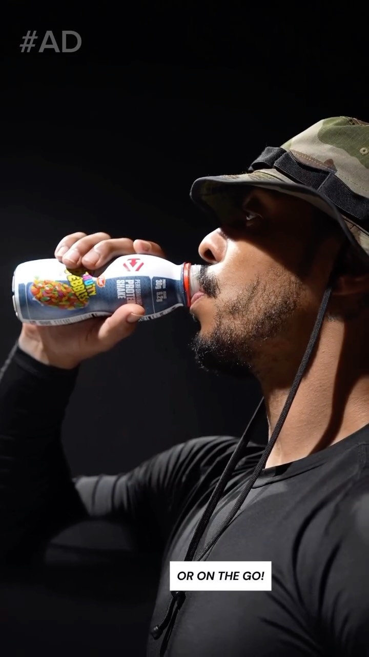 Instagram post by @supermaann7 for Dymatize. Caption reads: #ad Out of Protein Again!? RUN into your local....