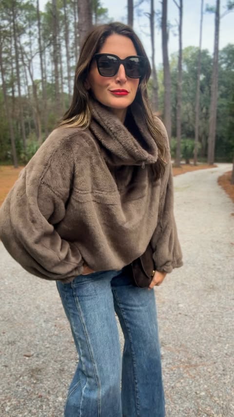 Instagram post by @emilyjanejohnston for Madewell. Caption reads: I do love a style challenge. While this faux fur....