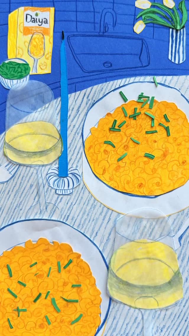 Instagram post by @anjisdoodles for Daiya Foods. Caption reads: you, me, and some @daiyafoods mac? my dream date.....