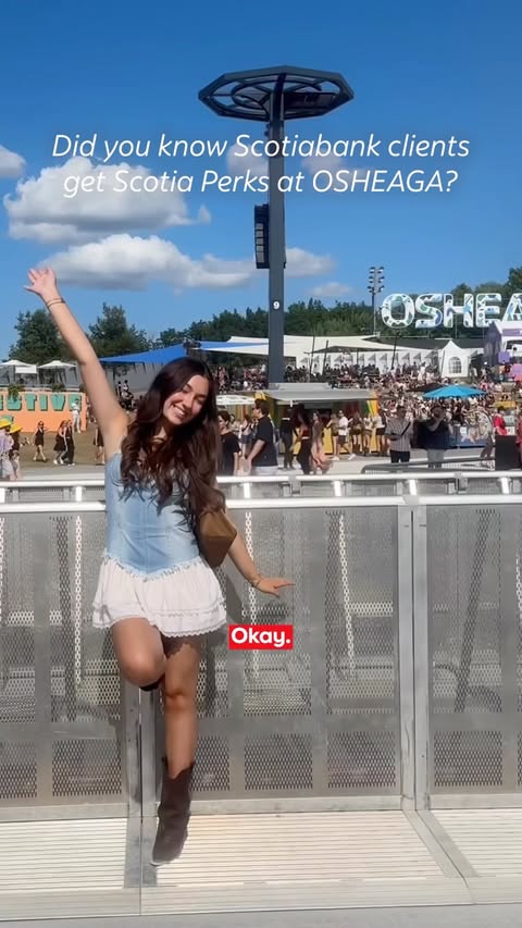 Instagram post by @sofiaadelgiudice for Scotiabank. Caption reads: [...] with festival perks. 🎶✨ Did you know....