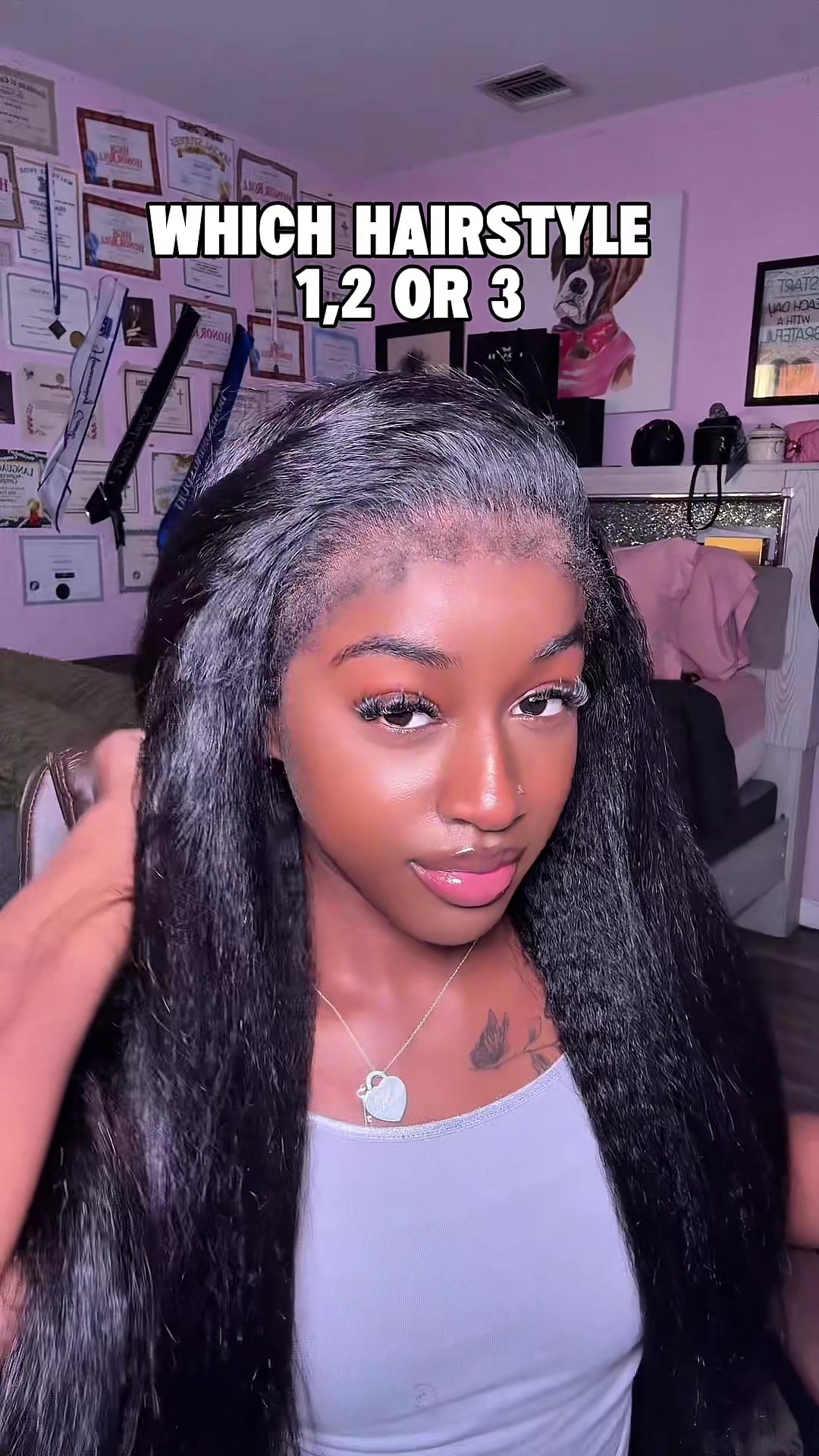 TikTok post by an influencer for Hermosa Hair. Caption reads: [...] natural wigs ! hair from @hermosahairstore -....