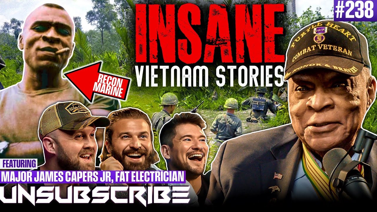 YouTube post by @unsubscribepodcast for GhostBed. Caption reads: Marine Force Recon Legend & The Medal Of Honor....