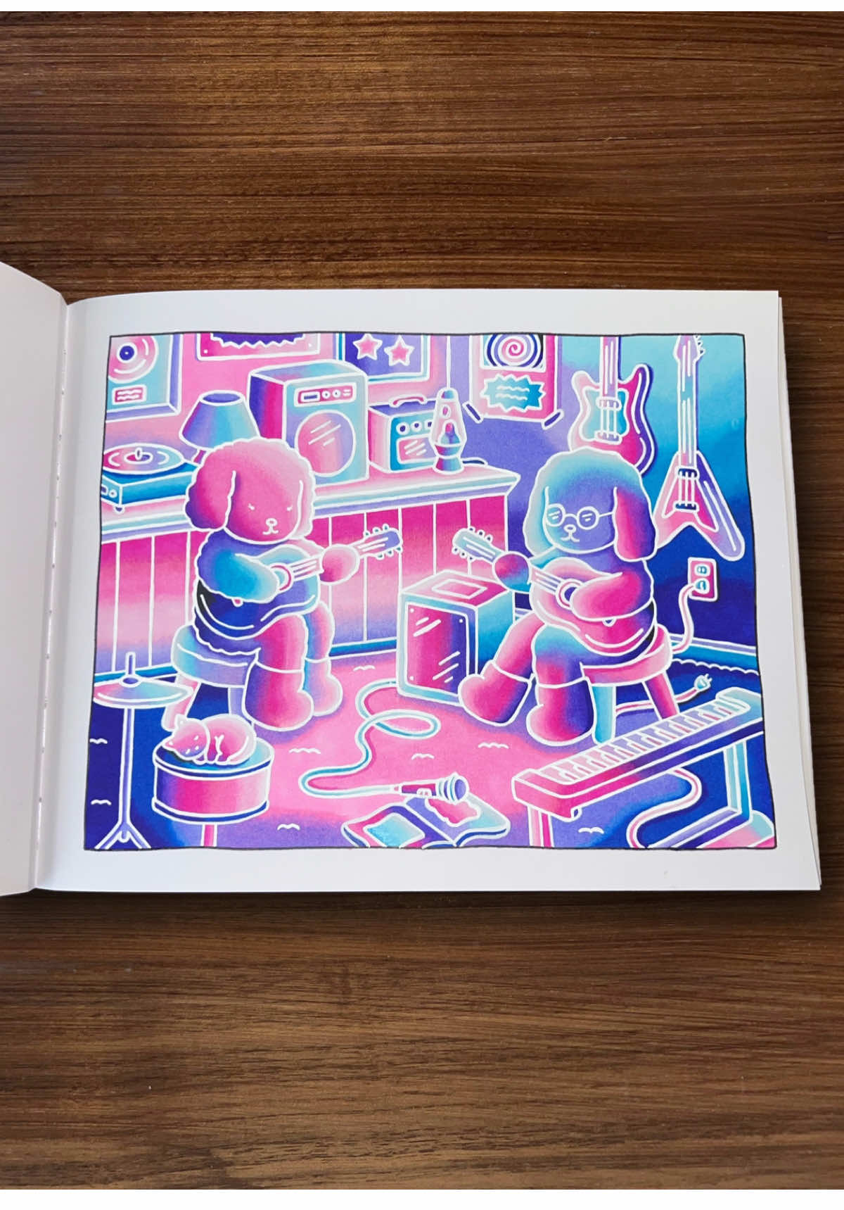 TikTok post by @coloringwithynn for Bobbie Goods. Caption reads: [...] Page Guitar Lesson in Day to Night by....