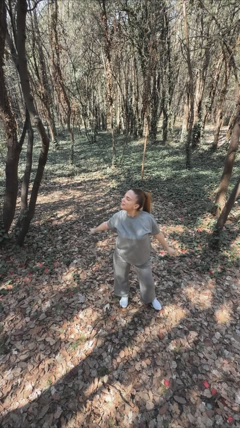 Instagram post by an influencer for Pinspark Activewear. Caption reads: Finding my peace among the trees today 🌲🍃 and....