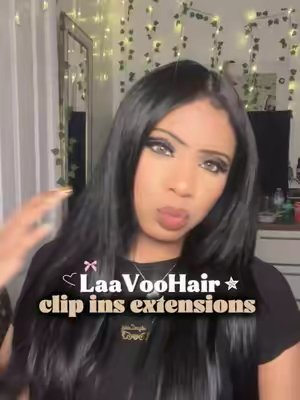 TikTok post by @xoonicole for Laavoo Hair (official). Caption reads: installing my LaaVooHair clip ins🌸....