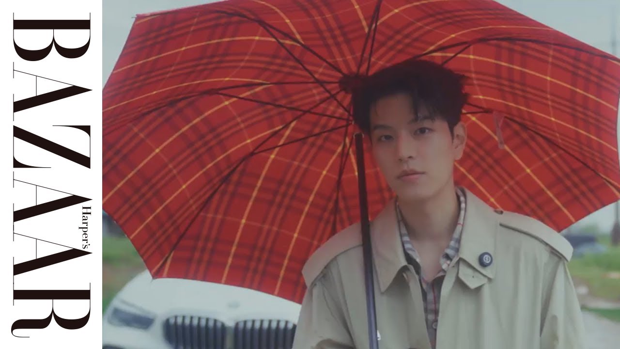 YouTube post by @HarpersBazaarJP for Harper’s BAZAAR. Caption reads: A day with Seungmin wearing Burberry | Harper's....