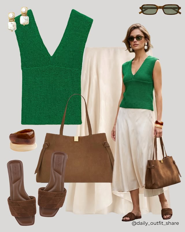 Instagram post by @daily_outfit_share for AMI Paris. Caption reads: Chic summer outfits with midi skirts that you will....