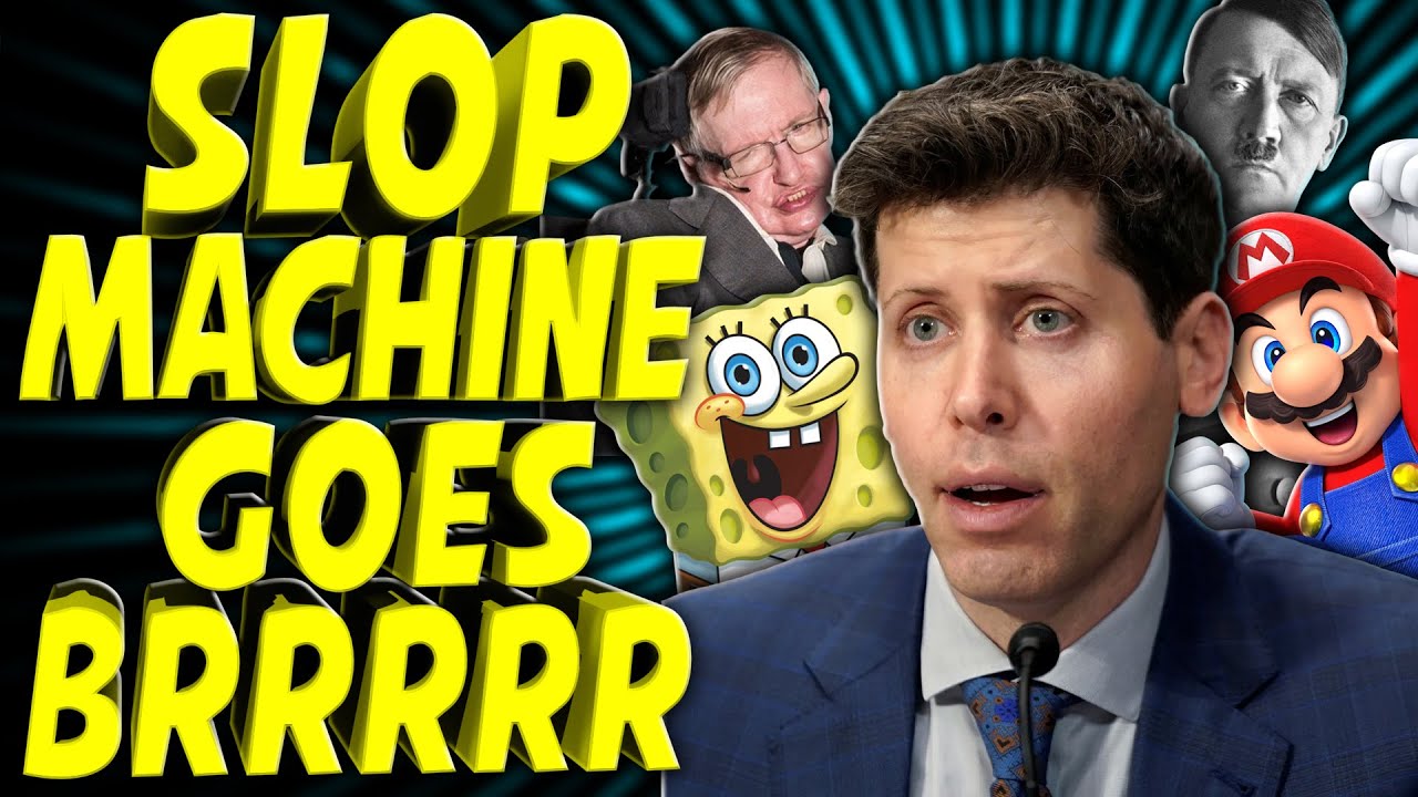 YouTube post by @InternetTodayTV for Shopify. Caption reads: AI Slop Just Got Even Sloppier - TechNewsDay.