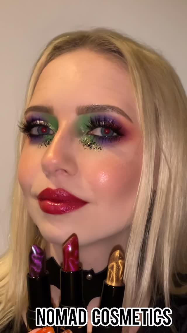 Instagram post by @karlammakeup for Nomad Cosmetics. Caption reads: SPELLBINDING LIPSTICKS 💄

These lipsticks have....