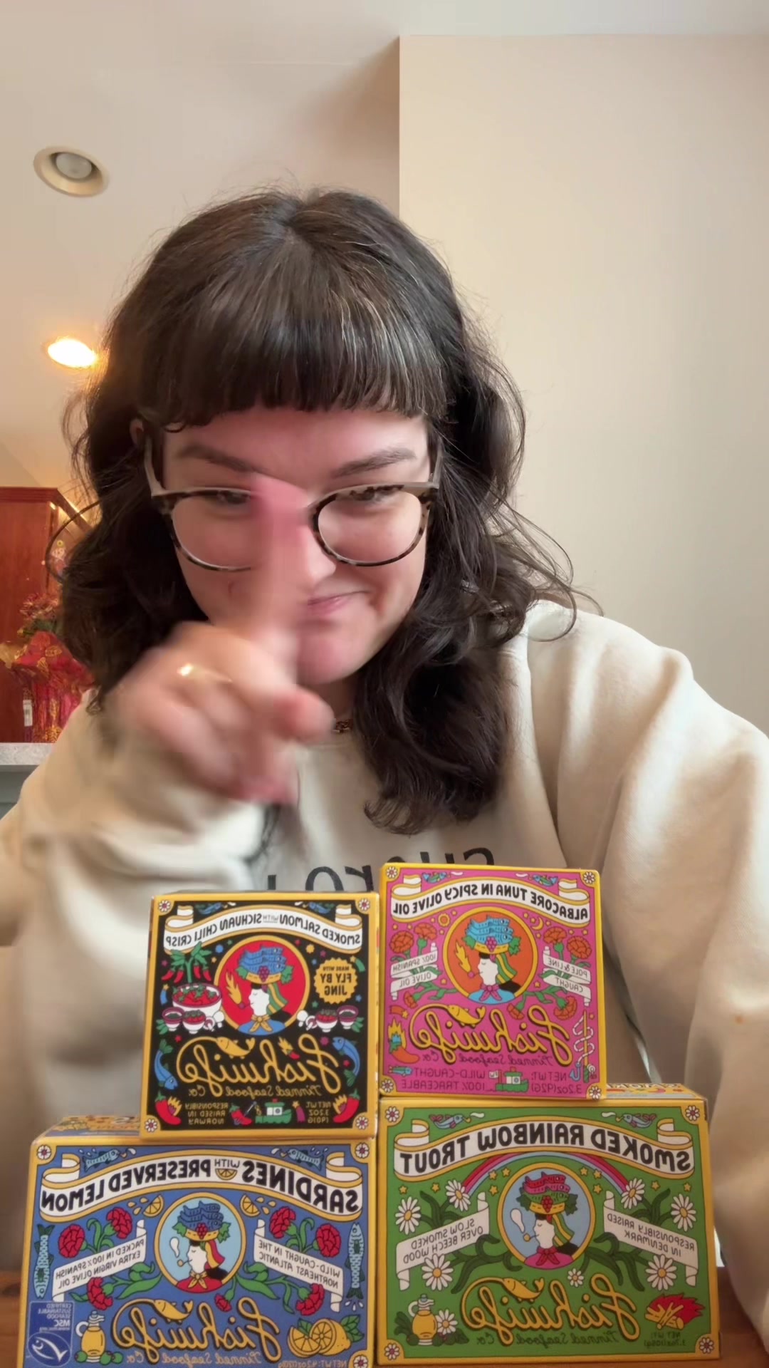 TikTok post by @jamieanne589 for Fishwife. Caption reads: [...] fish is the best snack. Thank you @Fishwife....