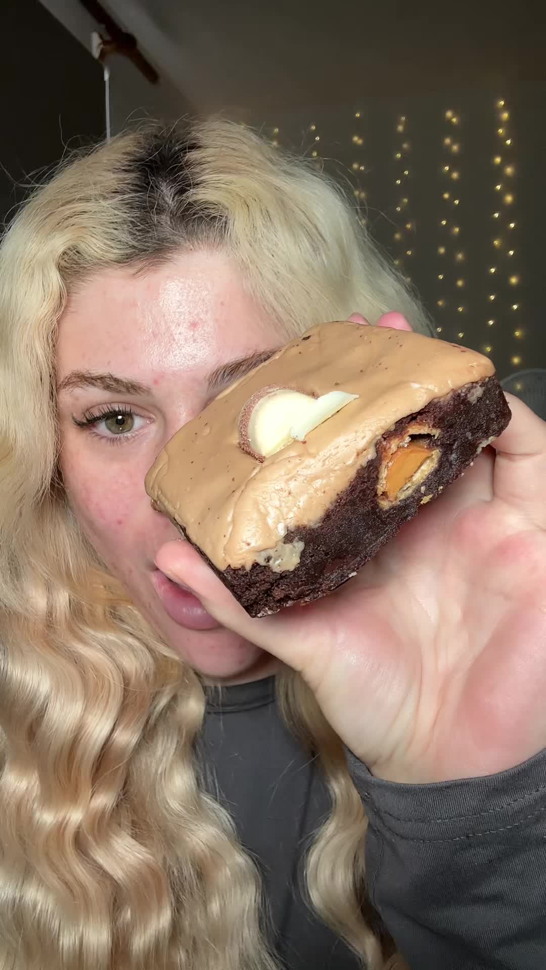 TikTok post by @kiamuax for DoughGirl. Caption reads: Beyond good 🥲😮‍💨 @DoughGirl #brownieslab....